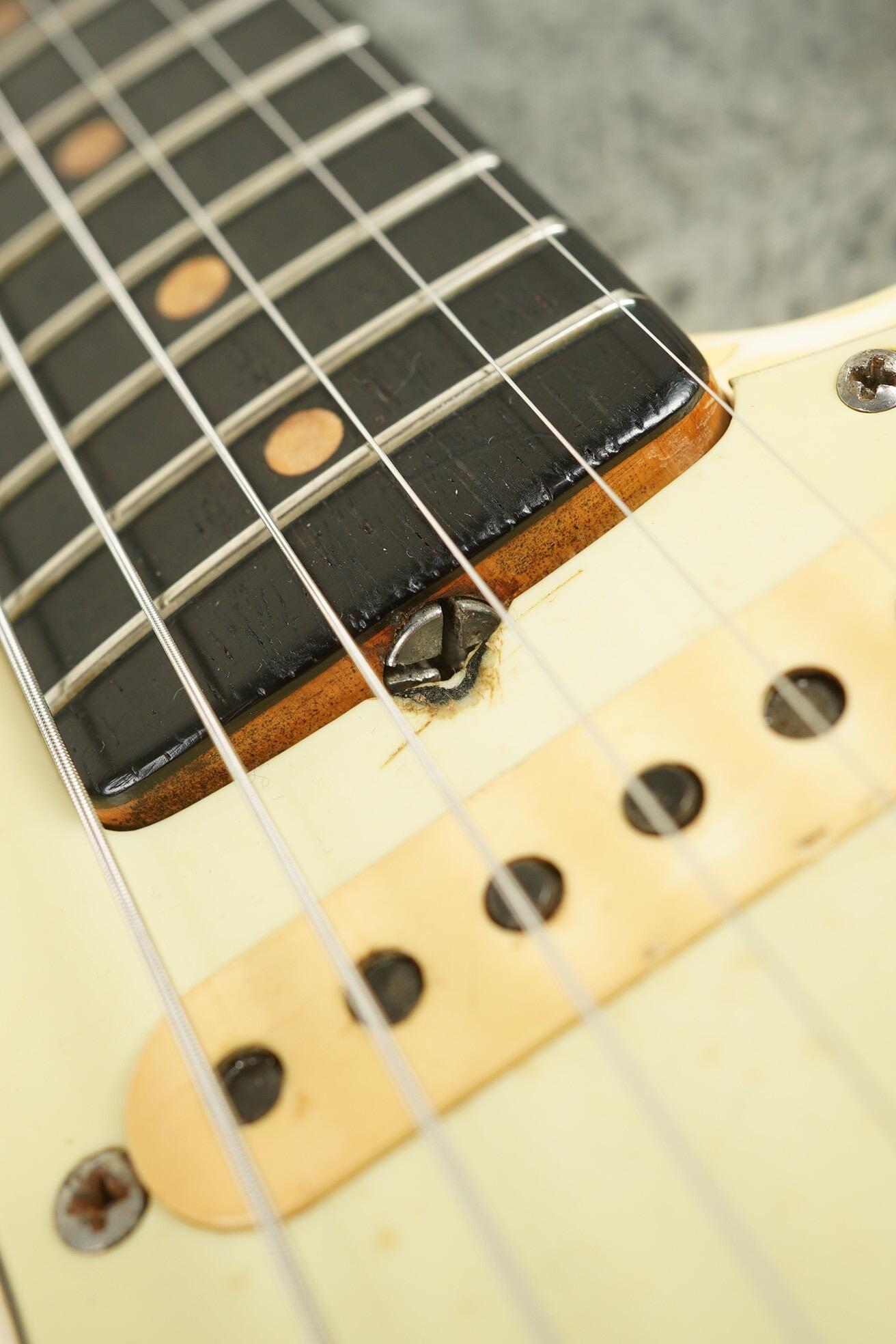1963 Fender Stratocaster Olympic White refin flame neck