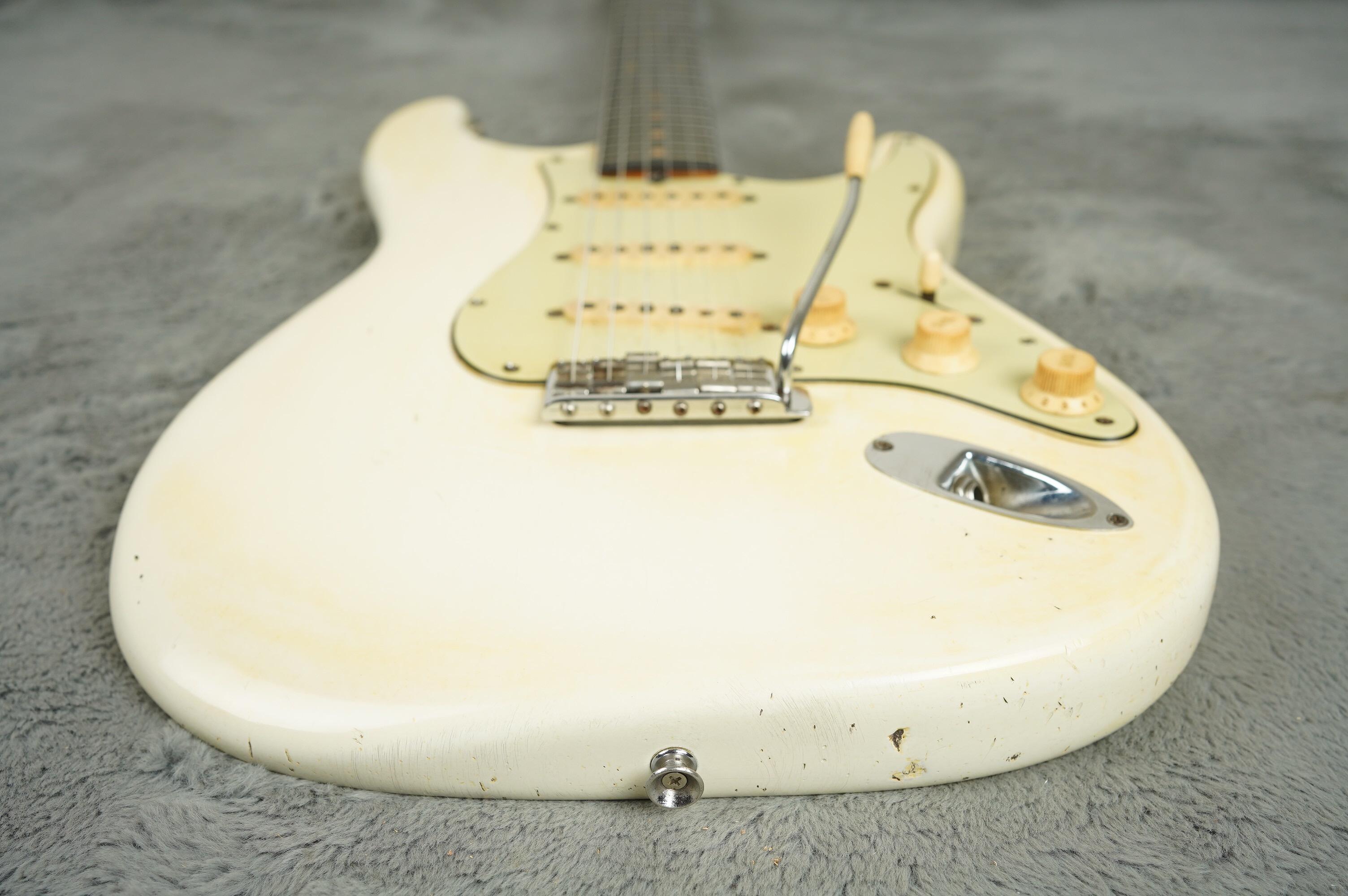 1963 Fender Stratocaster Olympic White refin flame neck