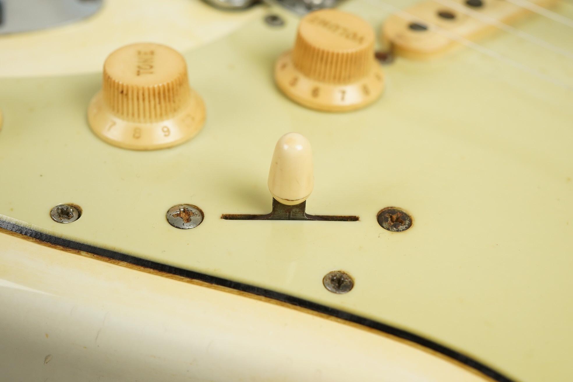 1963 Fender Stratocaster Olympic White refin flame neck
