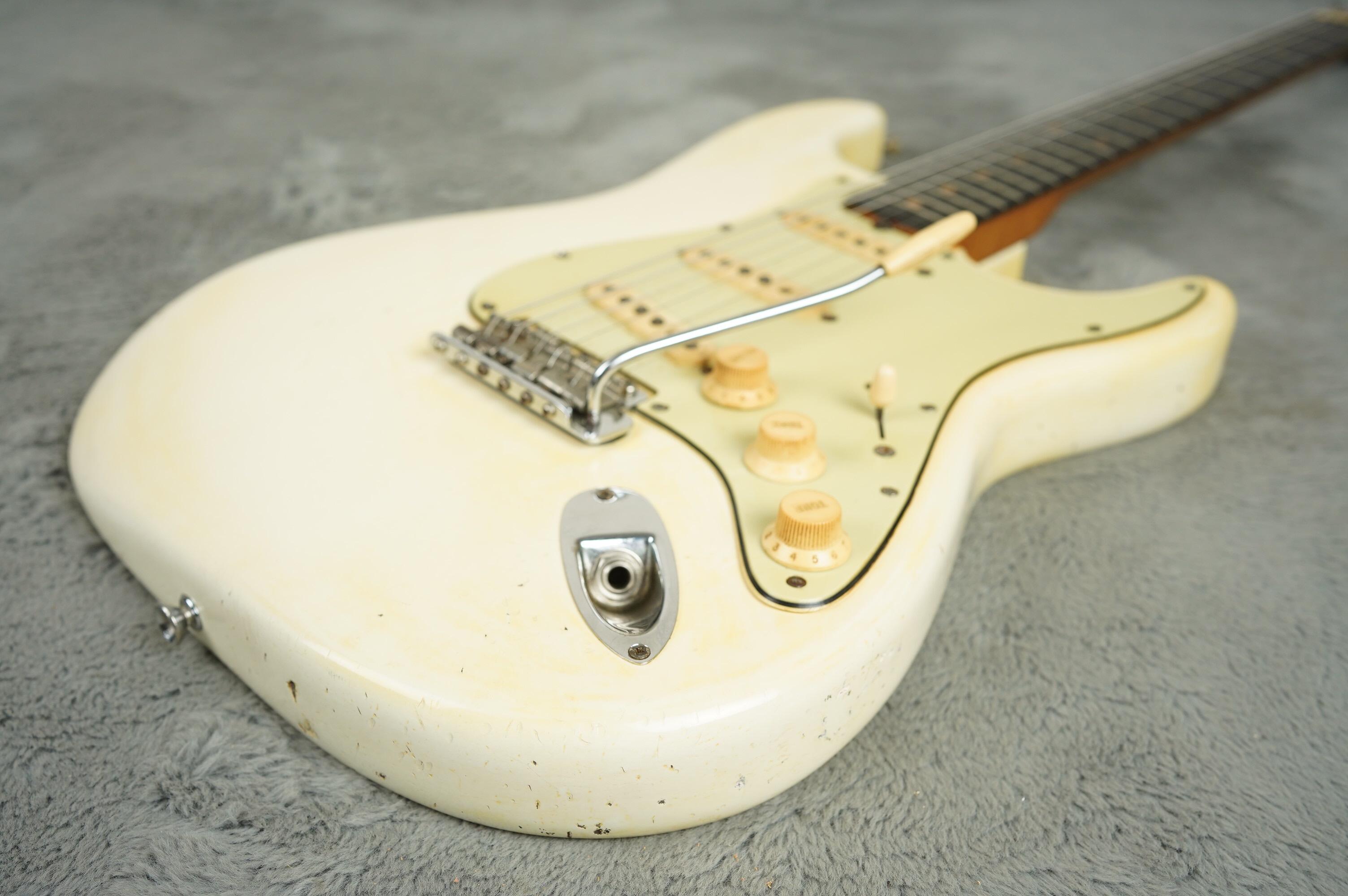 1963 Fender Stratocaster Olympic White refin flame neck