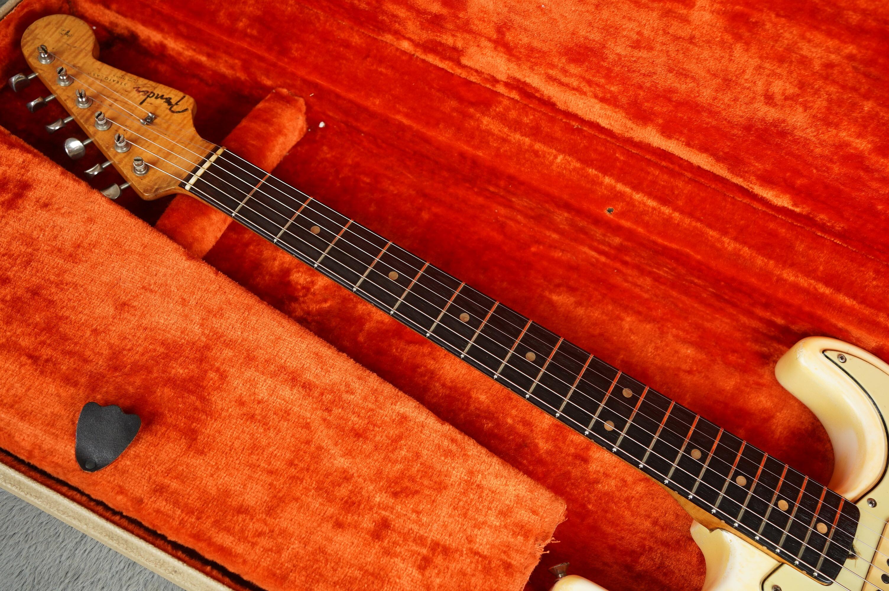1963 Fender Stratocaster Olympic White refin flame neck