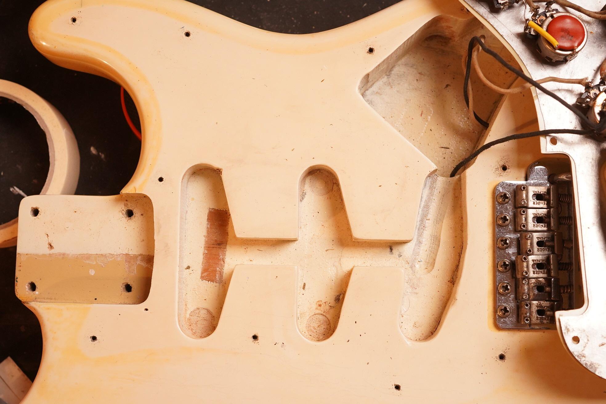 1963 Fender Stratocaster Olympic White refin flame neck