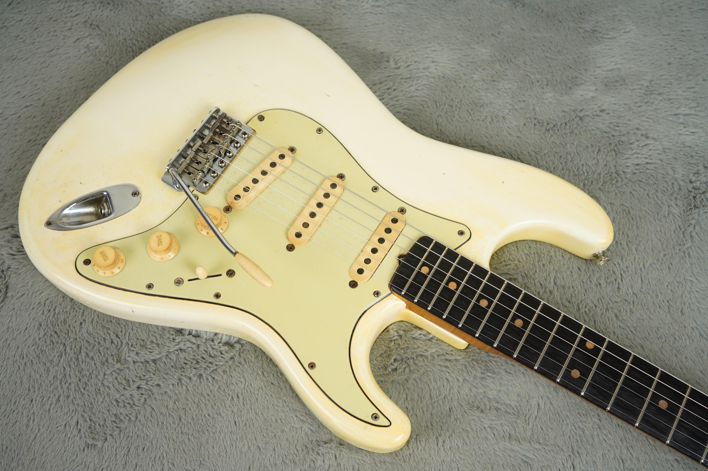 1963 Fender Stratocaster Olympic White refin flame neck