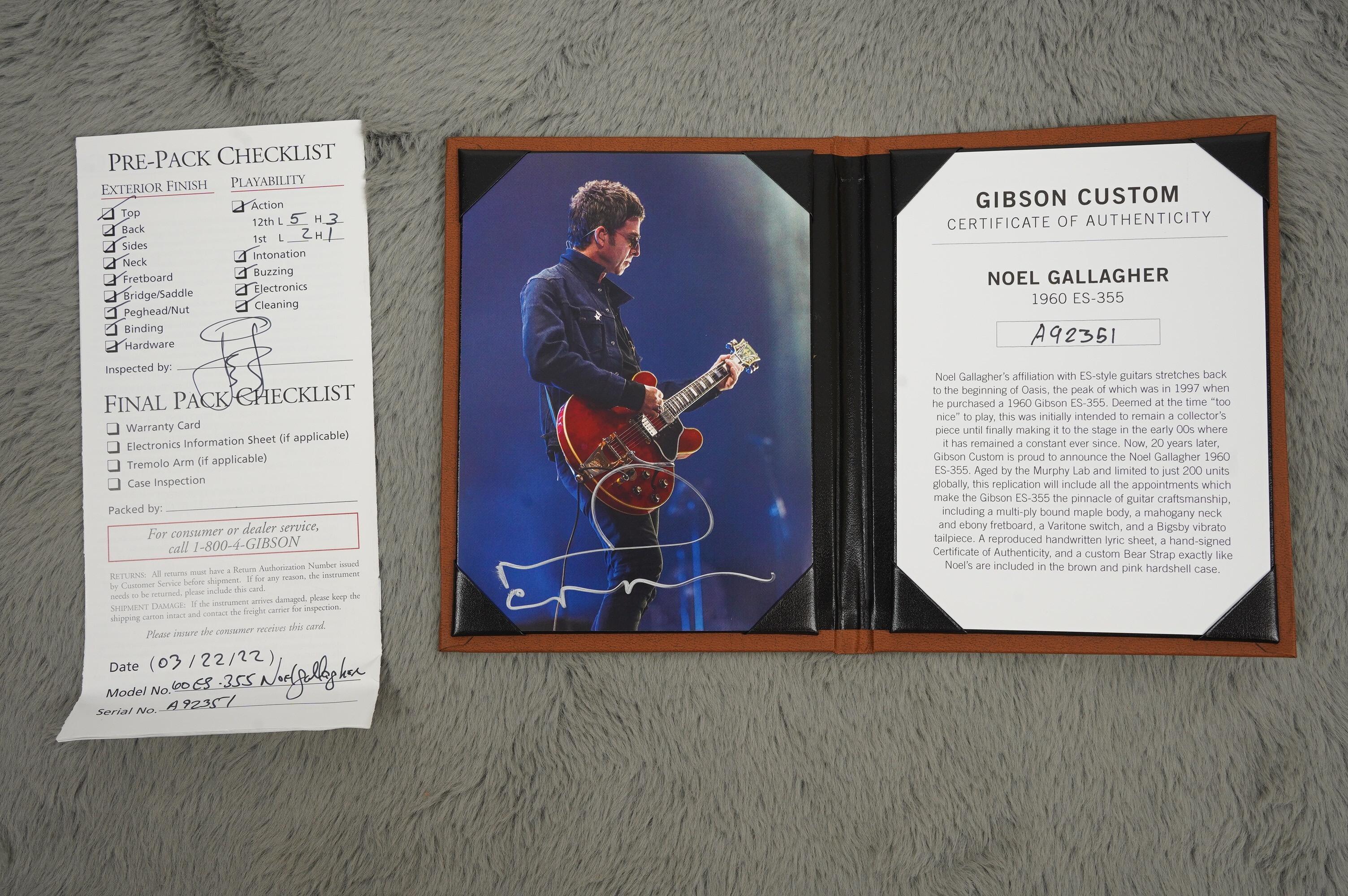 2022 Gibson ES-335 1960 ex Noel Gallagher