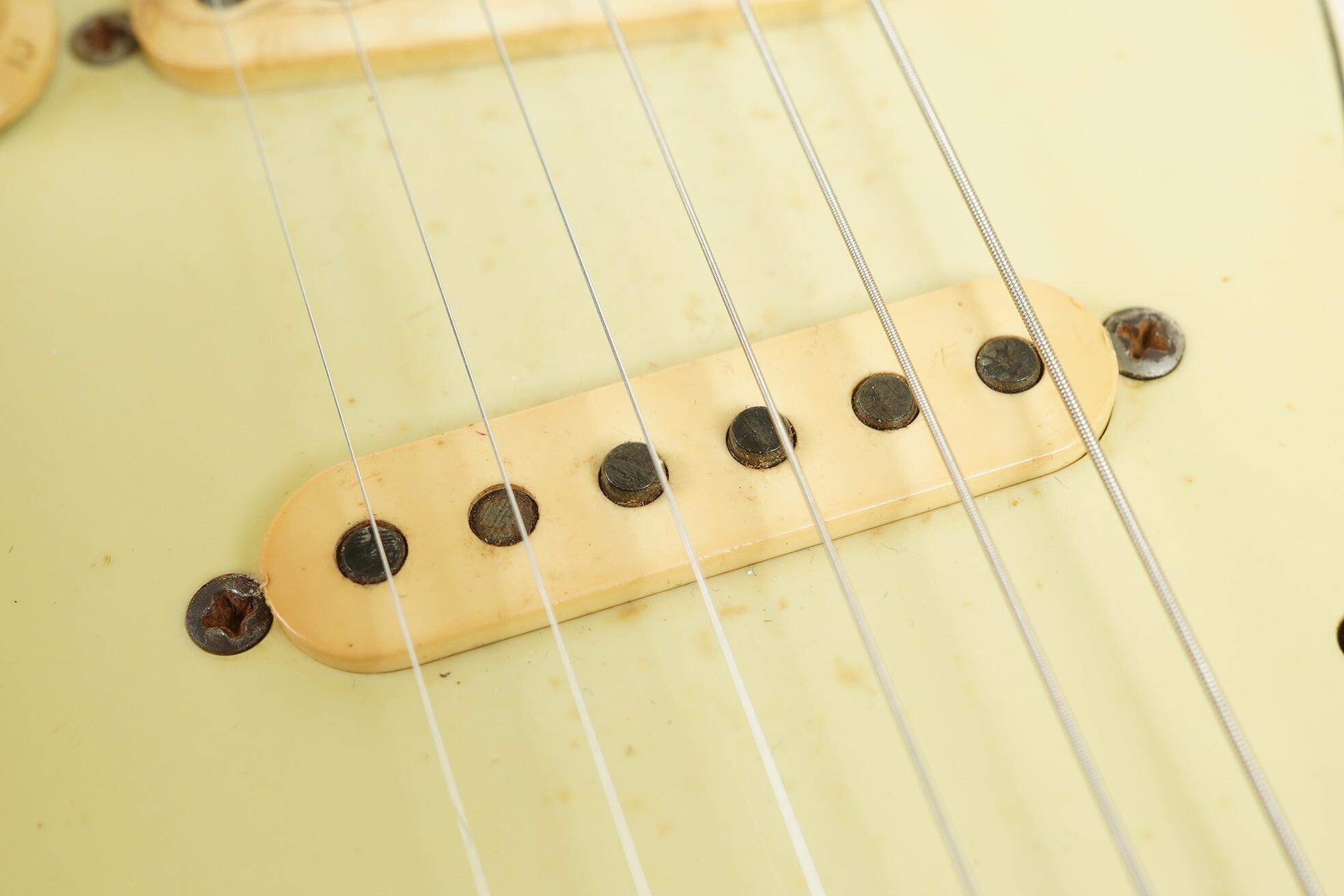 1963 Fender Stratocaster Olympic White refin flame neck