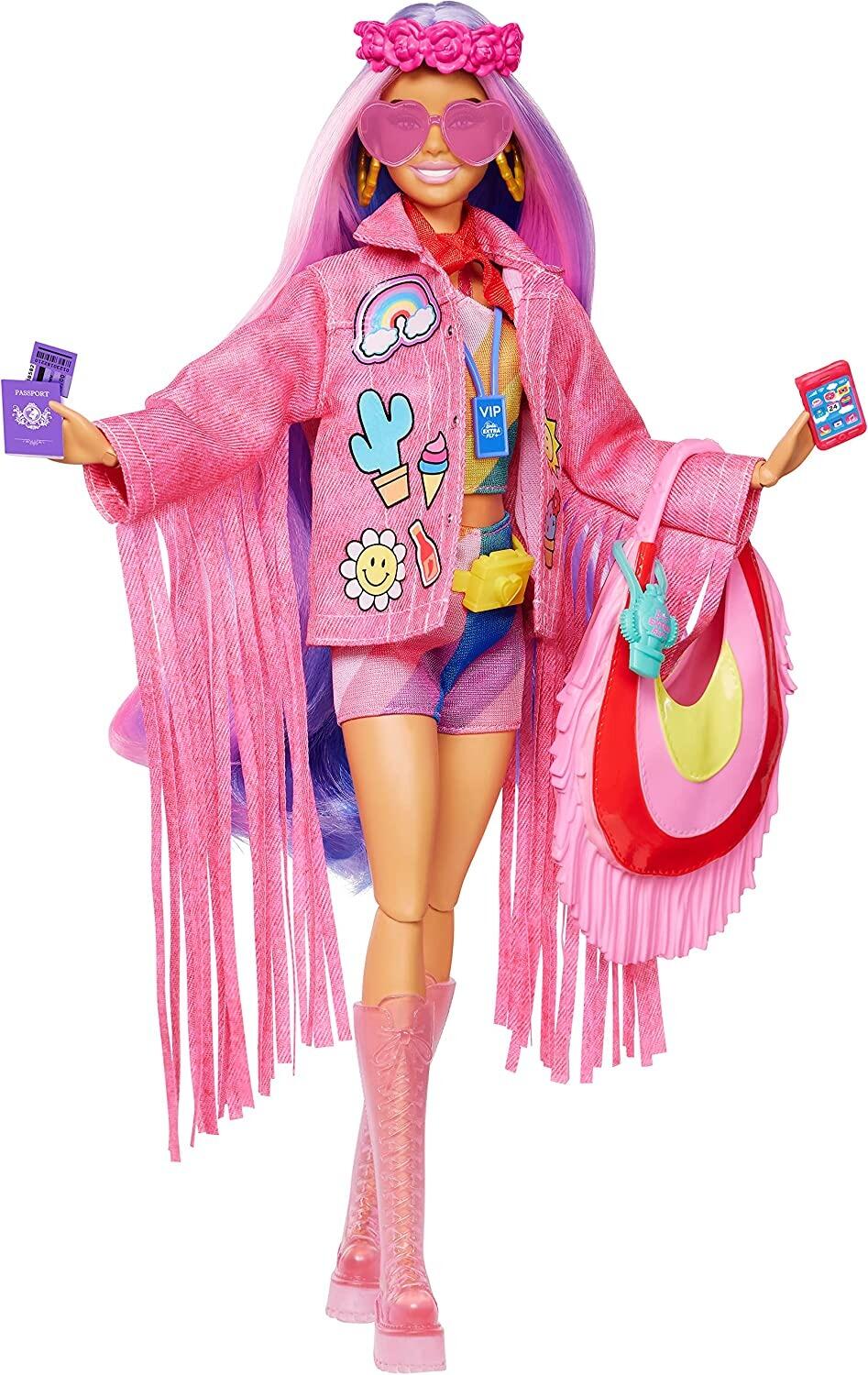 Buy Barbie Extra Fly, Fringe Jacket and Oversized Bag Travel Barbie