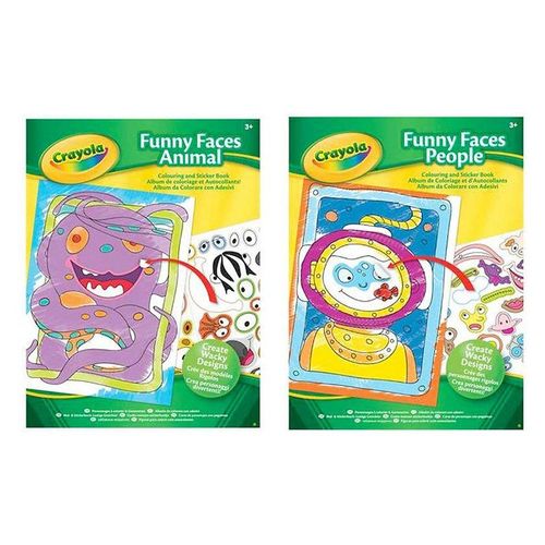 Crayola Funny Faces Sticker & Colouring Book - People & Animals