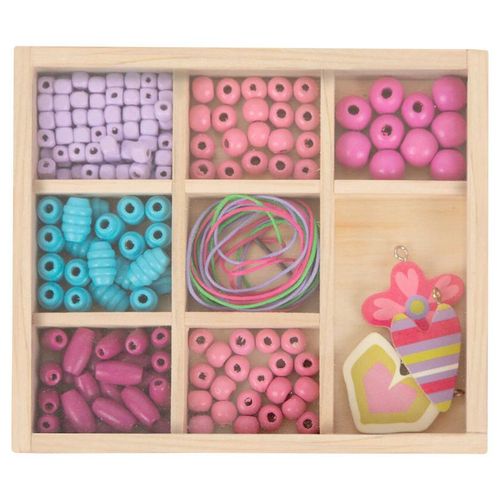 Wooden Threading Beads Compact Crafting Set Boxed