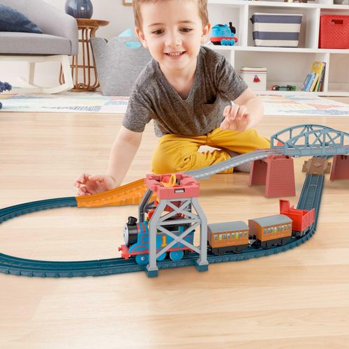 boy playing with Thomas and friends train track from Incywincytoys