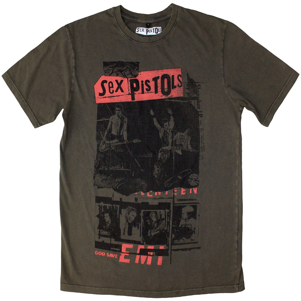 THE SEX PISTOLS - Unisex Stone Wash T-Shirt: Photo Collage