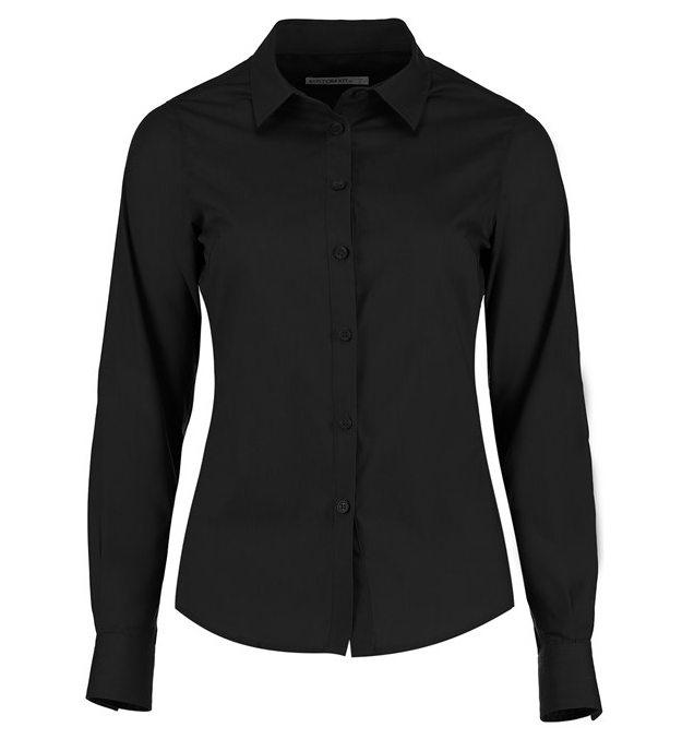 KK242 Women's poplin shirt long sleeve Black XS size 8