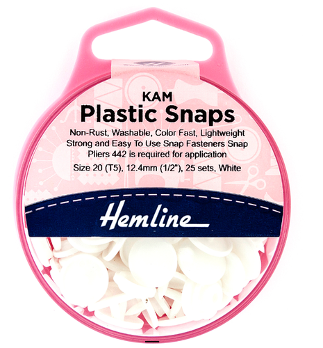 Hemline Plastic KAM Snap Fasteners 25 x 12.4mm Sets White