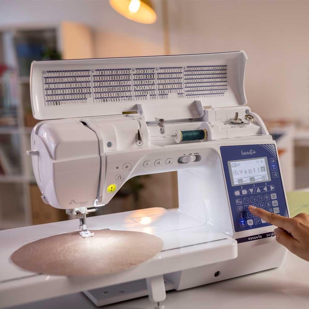 Brother Inventio 1850q with the stitch selection showing and a stitch being selected