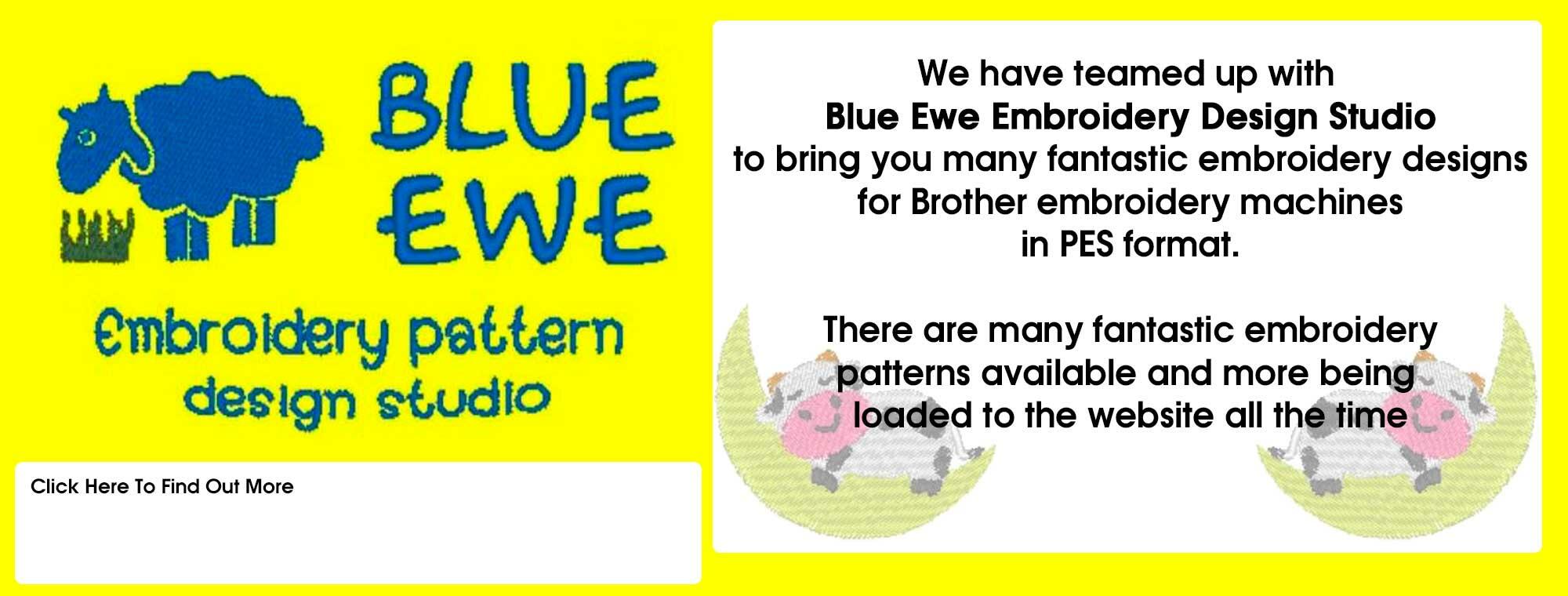 blue Ewe embroidery pattern design studio