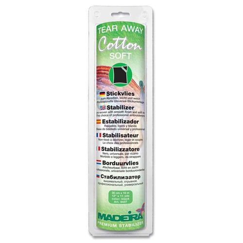 Madeira Cotton Soft Tear Away Stabiliser 30cm x 10m Black 9437