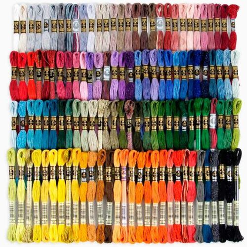 A range of dmc thread skein colours