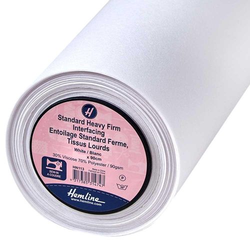 Hemline Interfacing Standard Heavy-Firm Sew-in 90cm White