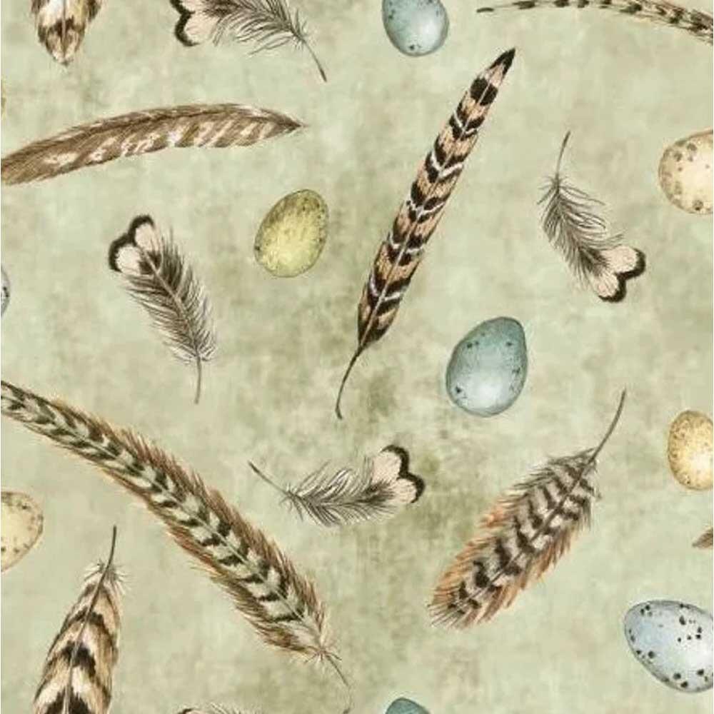 Nutex Cotton Fabric Keys to the Garden Feathers CP58773