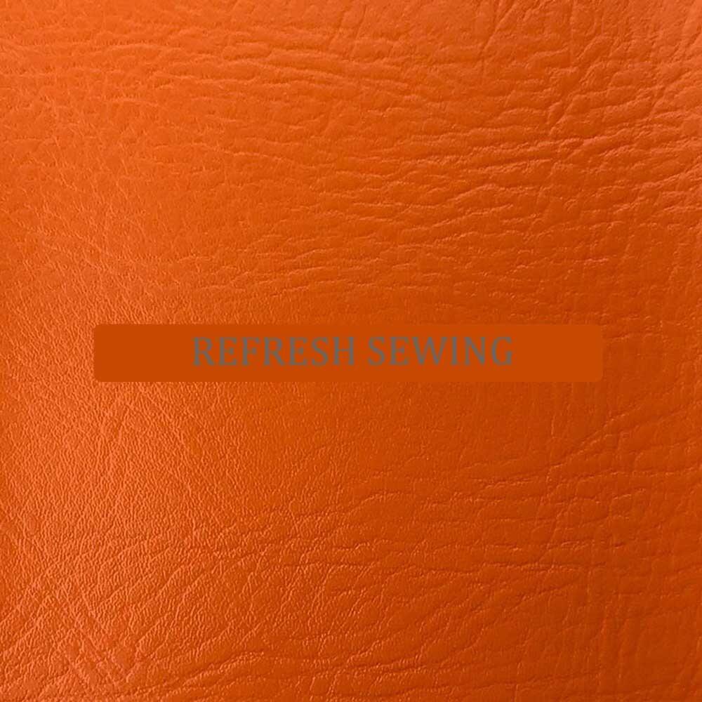 Vinyl Leatherette Plain Grain Faux Leather Orange 1 Metre