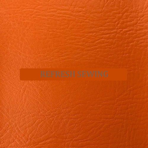 Vinyl Leatherette Plain Grain Faux Leather Orange 1 Metre