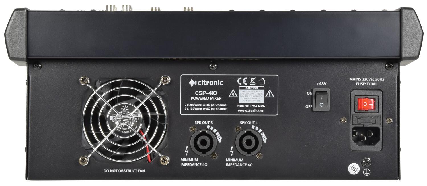 Citronic CSP-410 powered mixer 400W rear