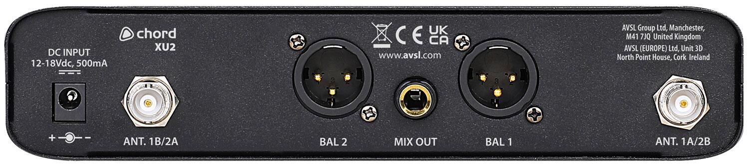 Chord XU2 Dual Handheld UHF Microphone System receiver rear