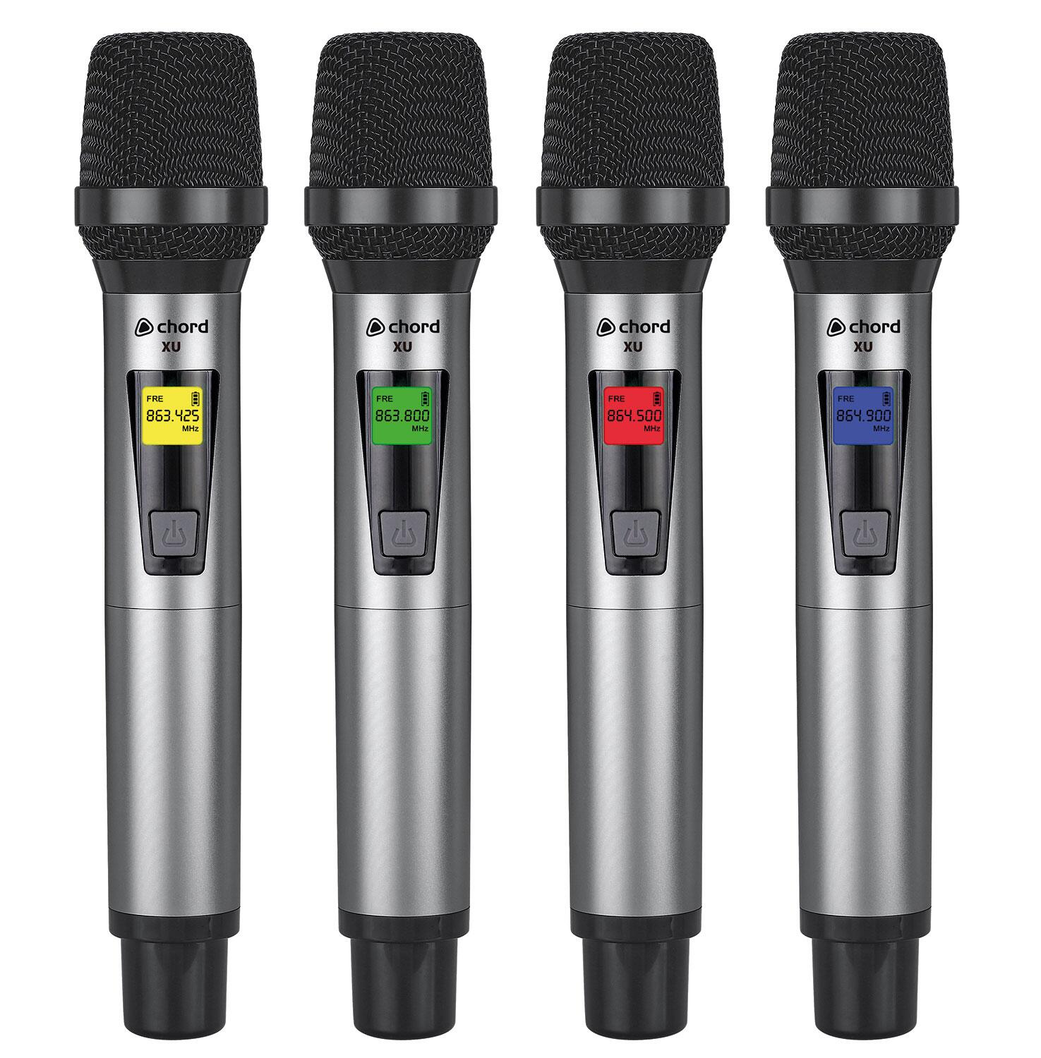 Chord XU4 Quad Handheld UHF Microphone System transmitters
