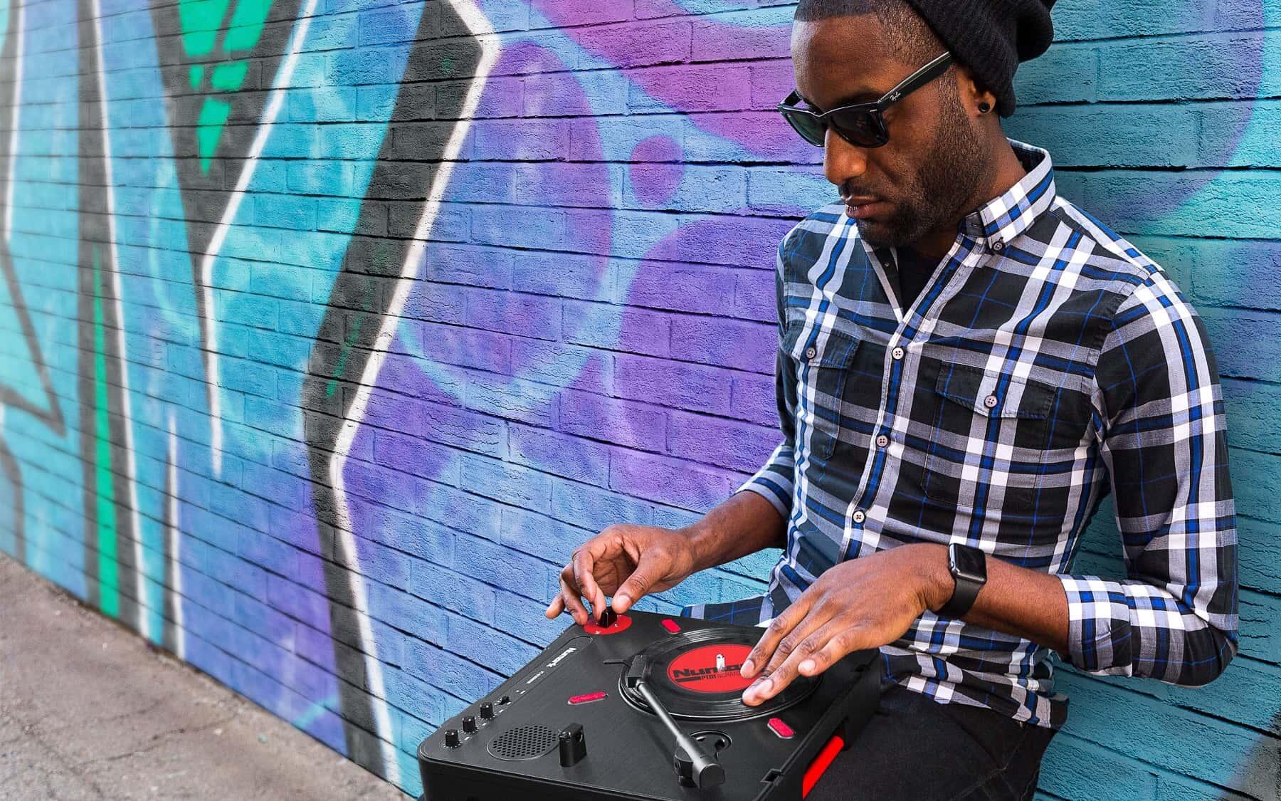 Numark PT01 Scratch portable turntable lifestyle image
