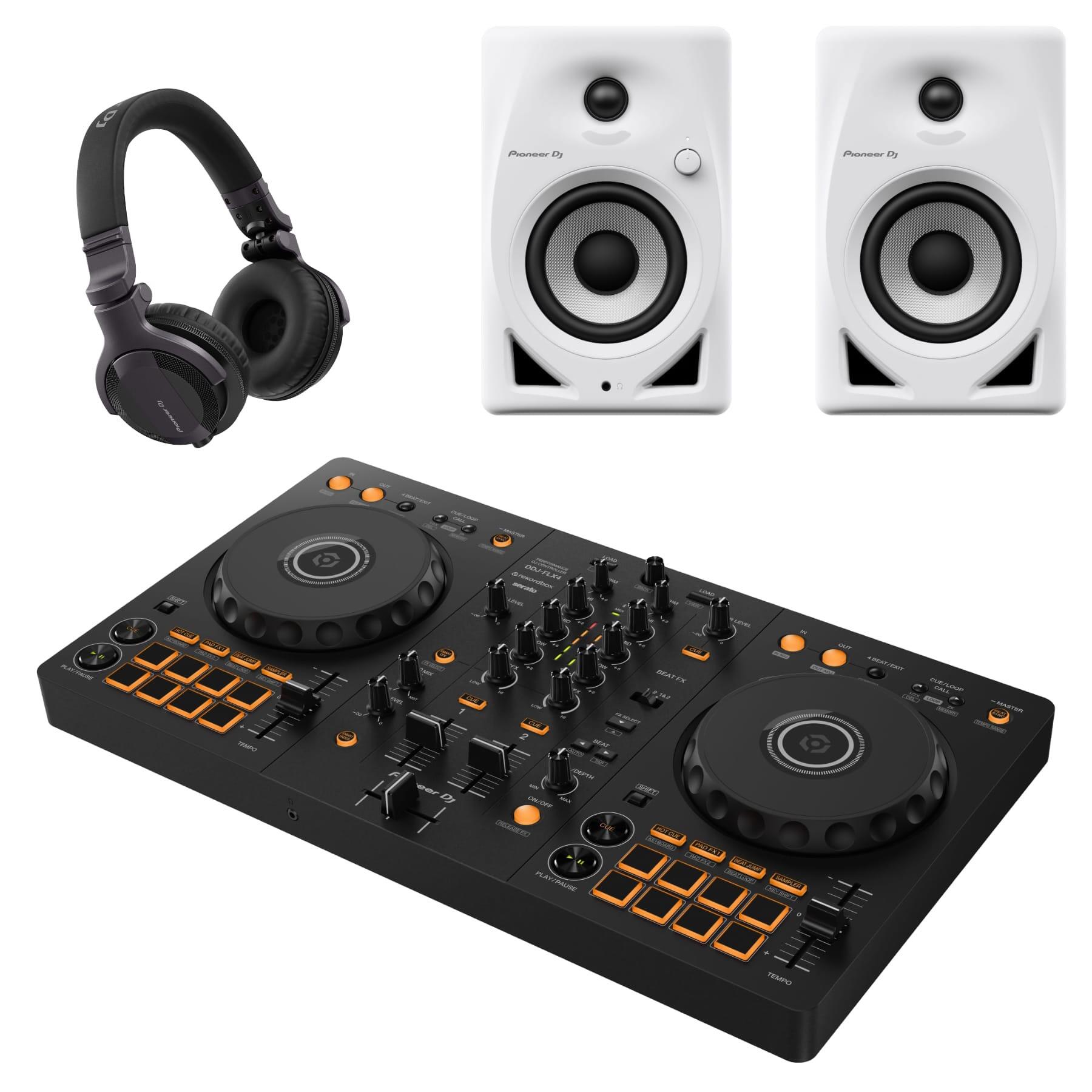 Pioneer DJ DDJ-FLX4 & DM-40D-W CUE1 Package