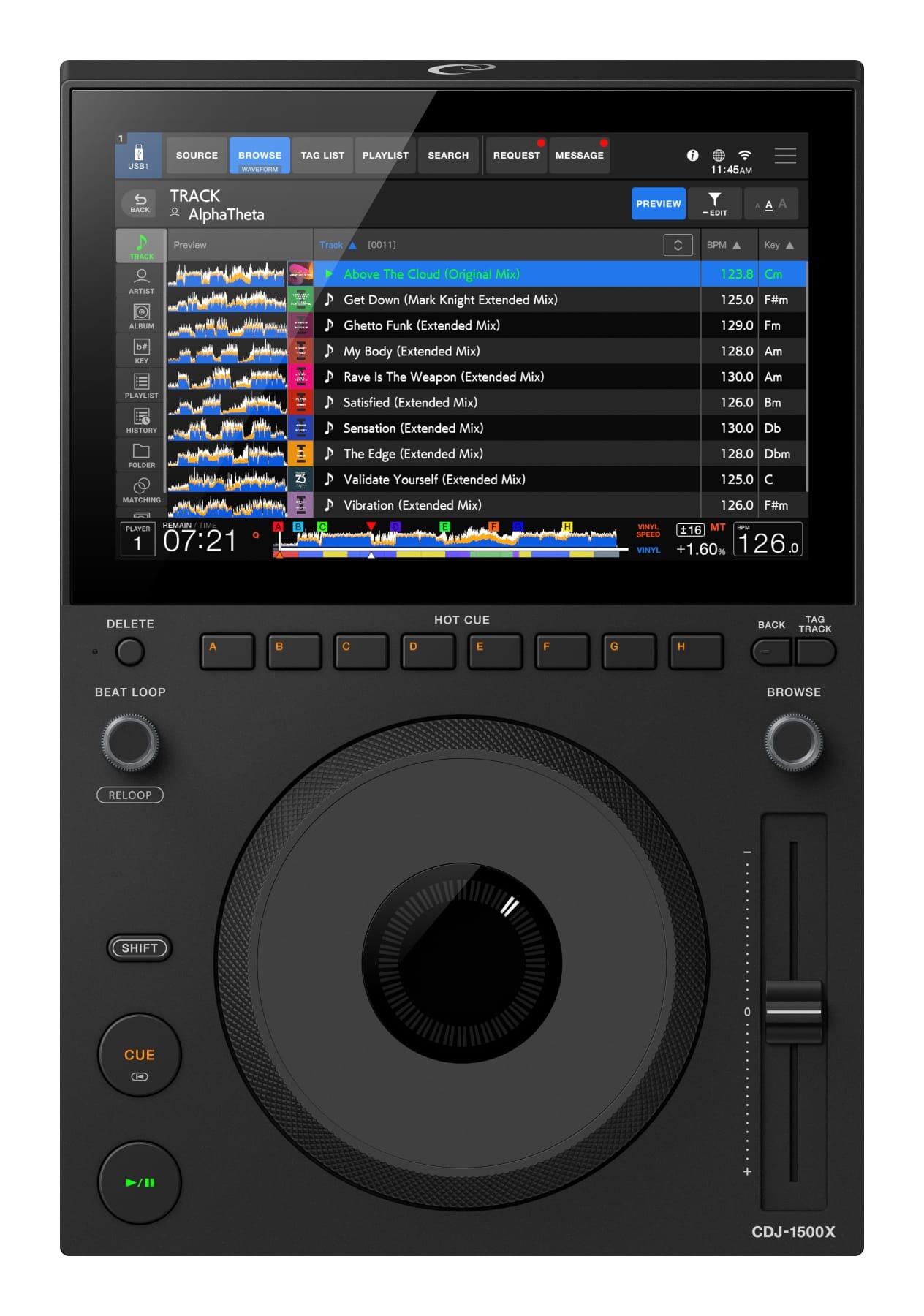 AlphaTheta CDJ-1500X track list