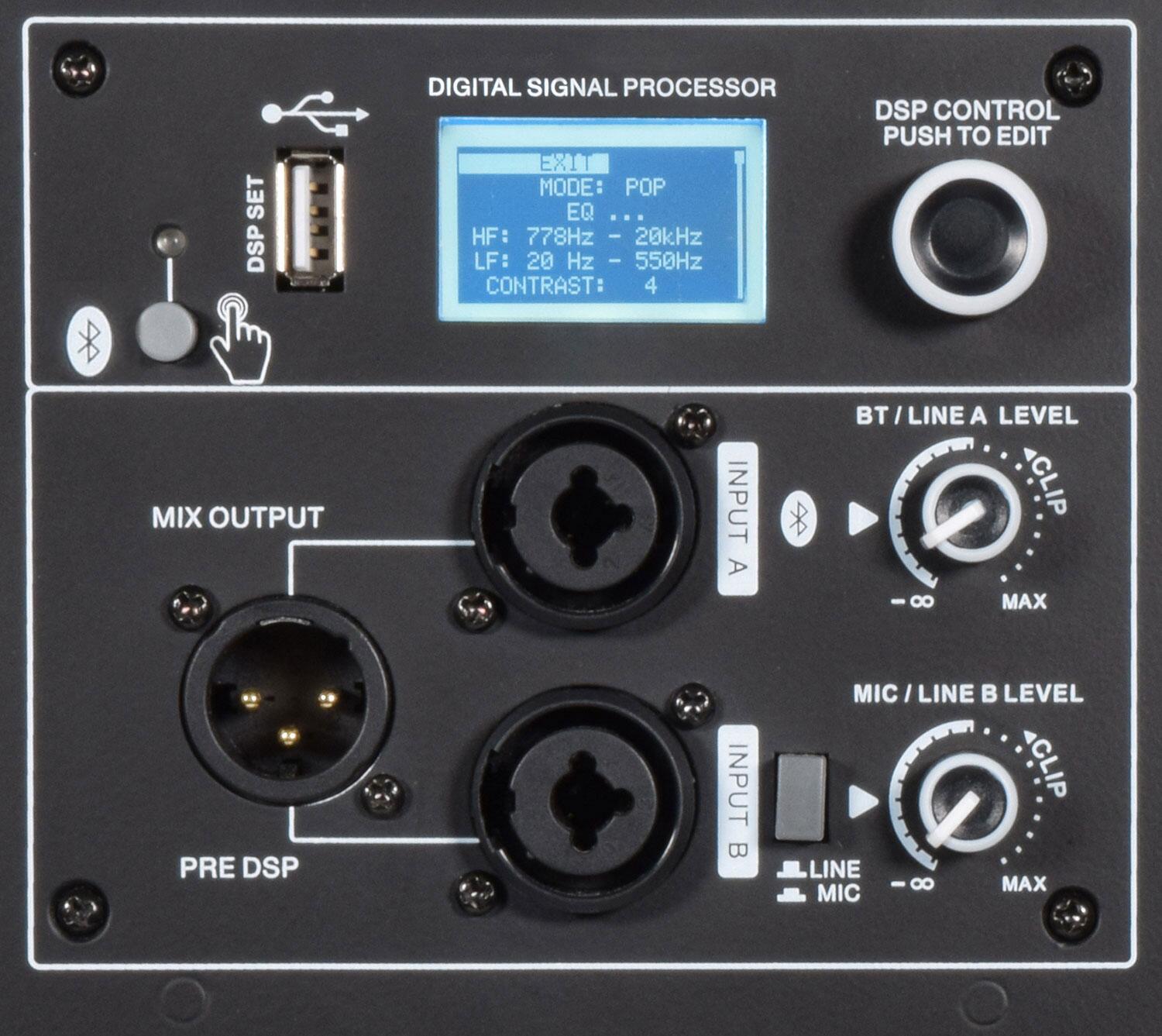 Citronic CLARA-12A Active HP Cabinet inputs