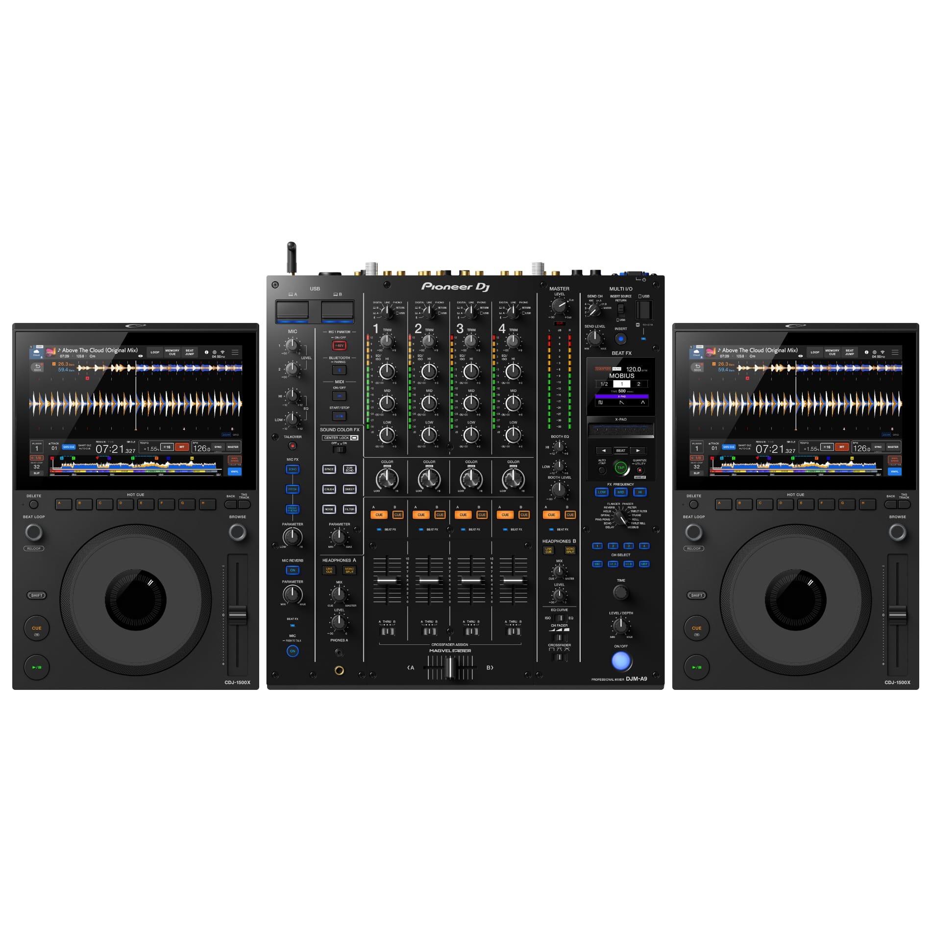 AlphaTheta CDJ-1500X & DJM-A9 package