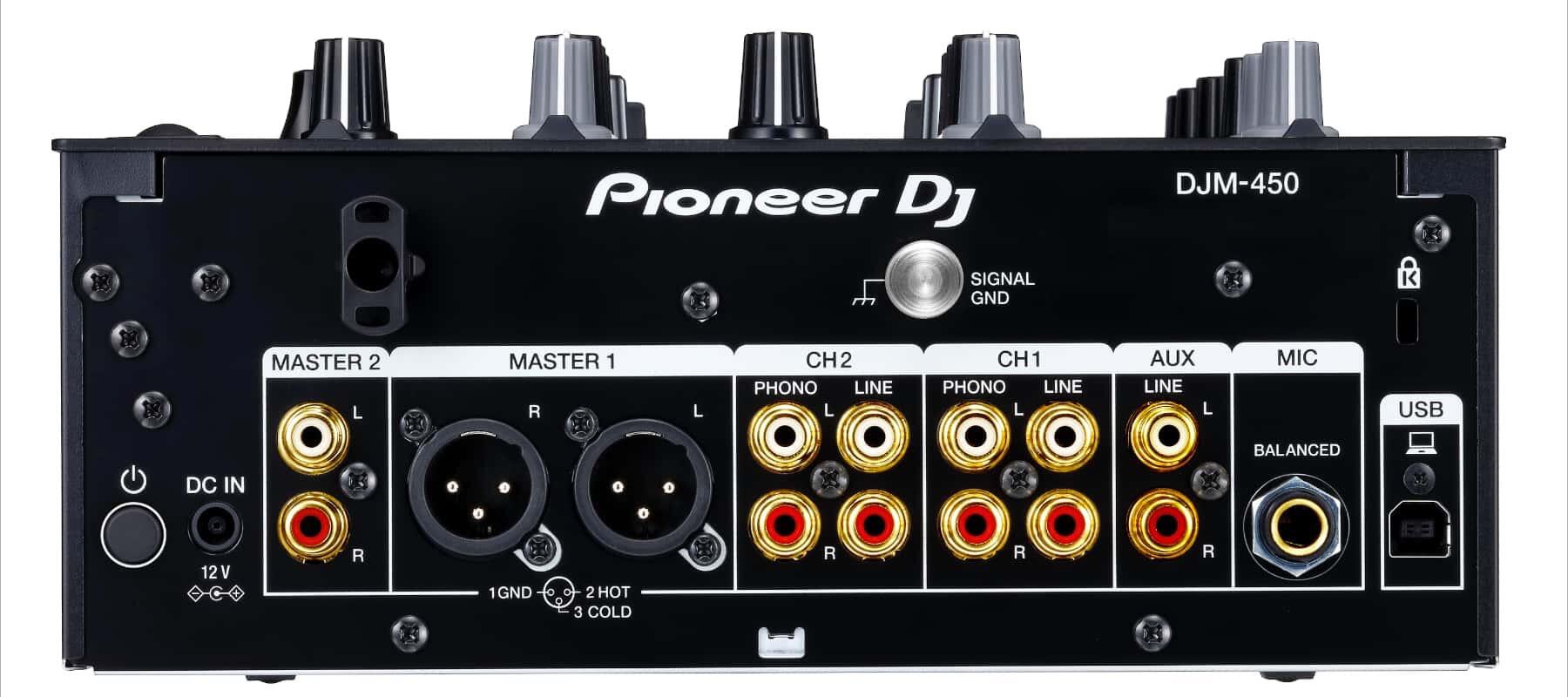 Pioneer DJ DJM-450 DJ mixer rear