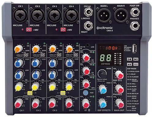 Citronic CMA-8 Compact Mixer with DSP FX and BT/USB top
