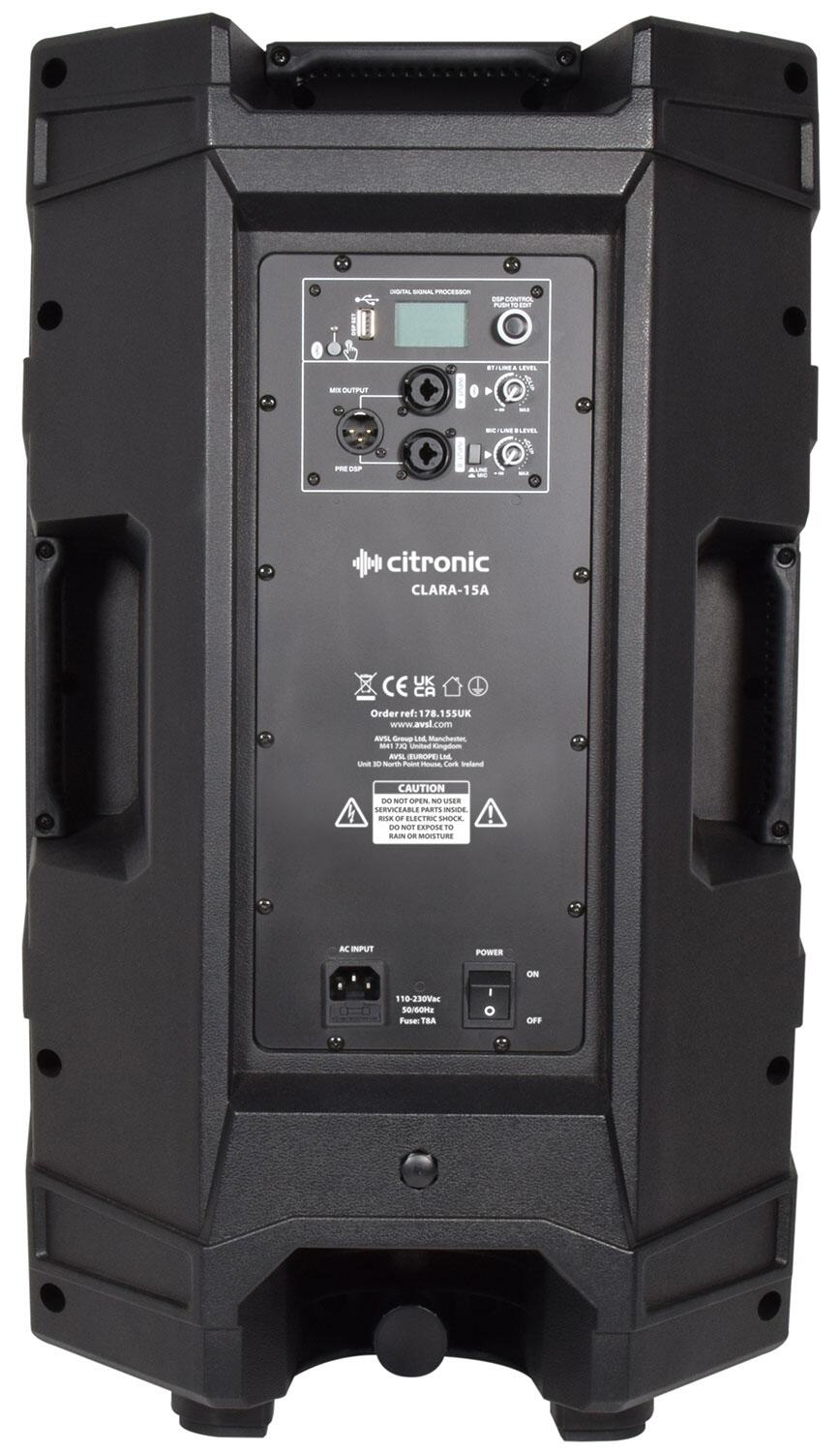 Citronic CLARA-15A Active HP Cabinet rear