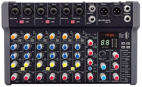 Citronic CMA-10 Compact Mixer with DSP FX and BT/USB top