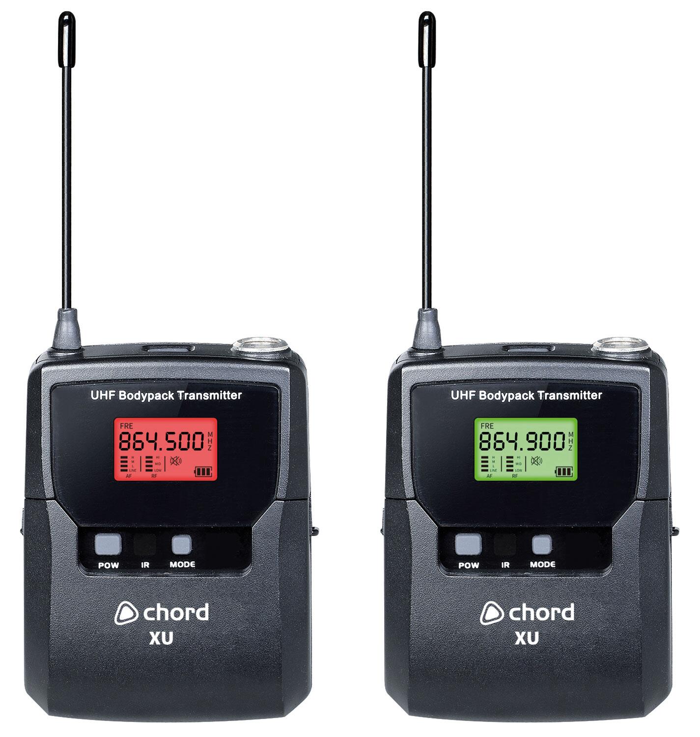 Chord XU2 Dual Bodypack UHF Microphone System transmitters