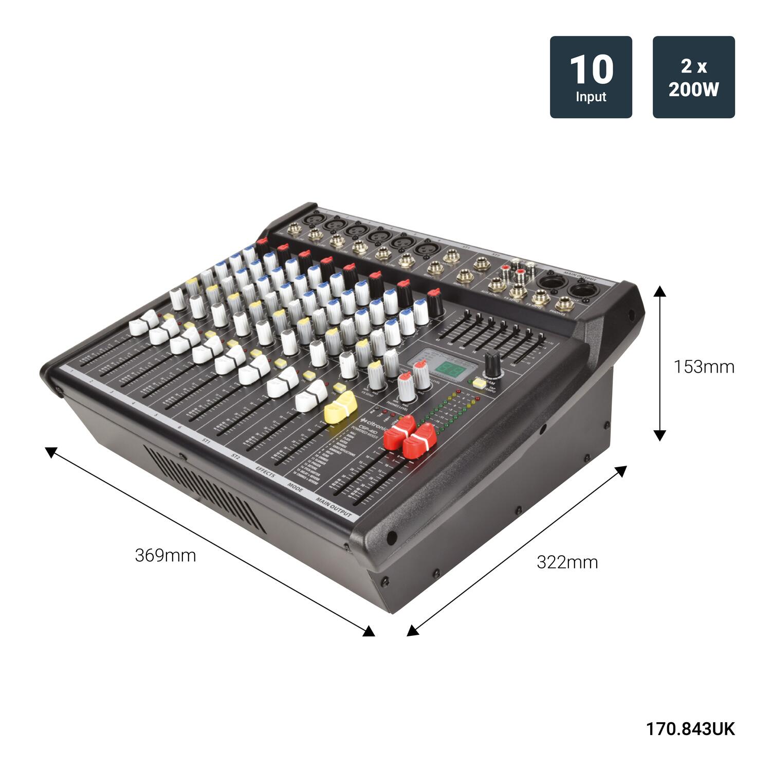 Citronic CSP-410 powered mixer 400W dimensions