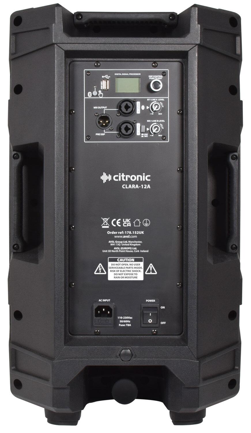 Citronic CLARA-12A Active HP Cabinet rear
