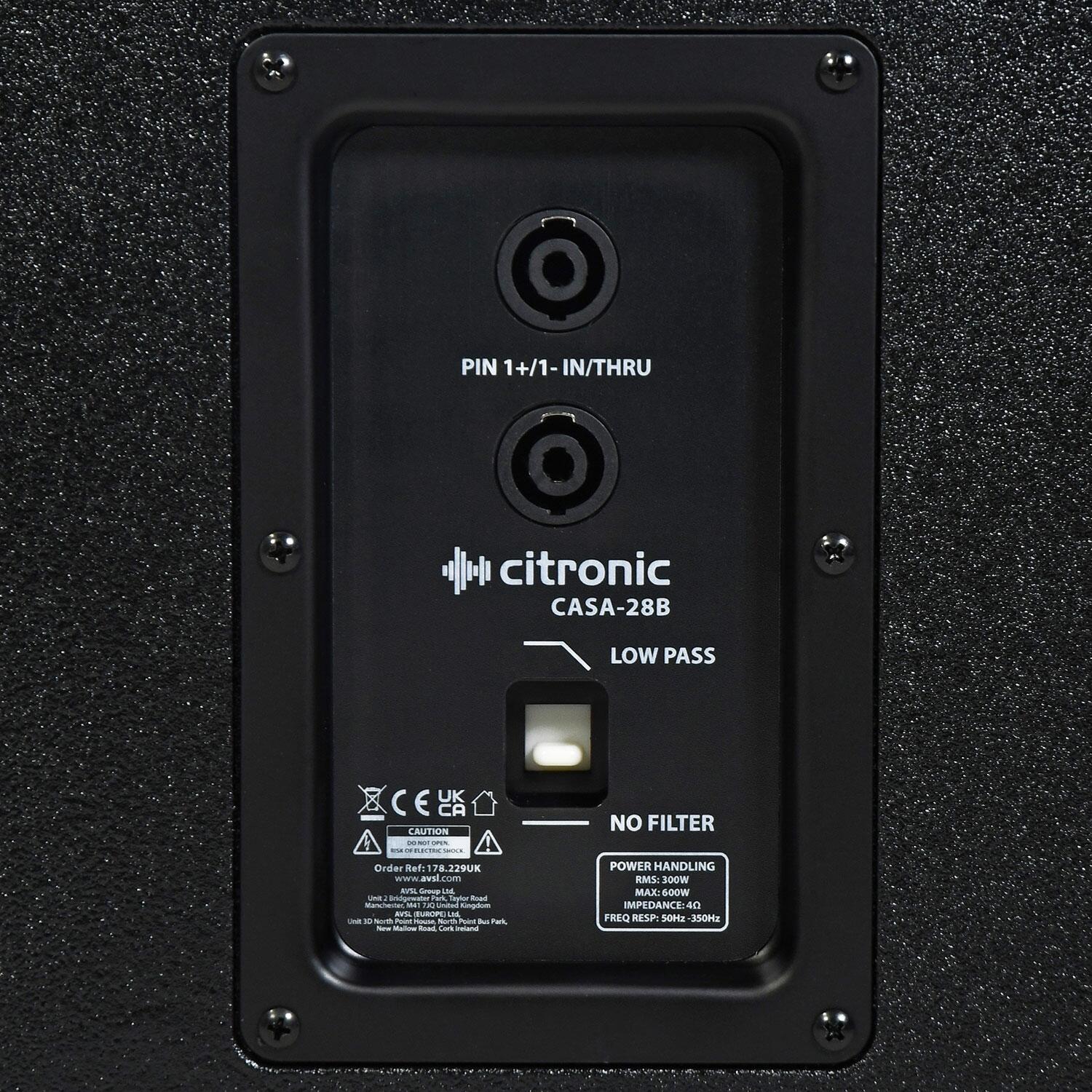 Citronic CASA-28B Passive Sub inputs