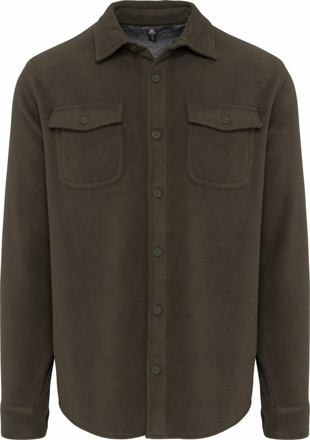 A Kariban KB582 shirt in dark green, featuring long sleeves and two chest pockets.