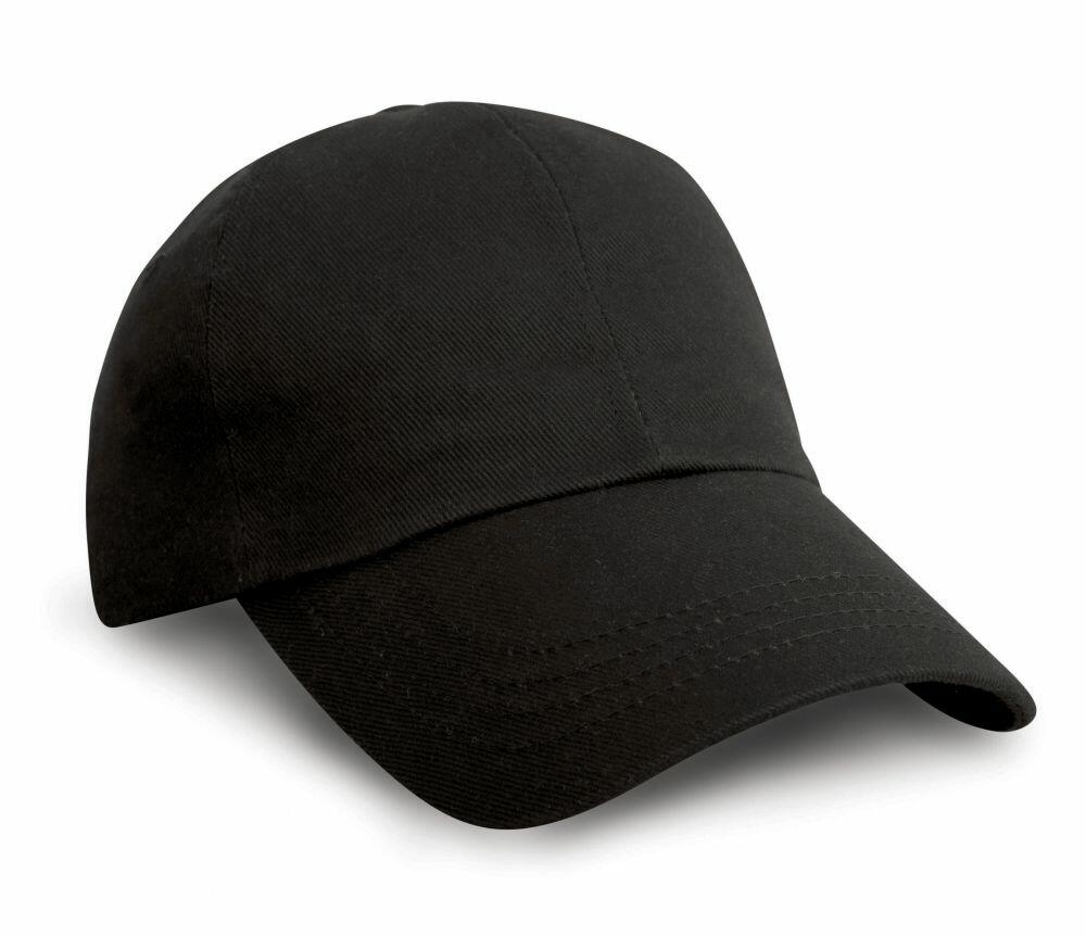 A Result Headwear RC10X black baseball cap featuring a curved brim and panel stitching.