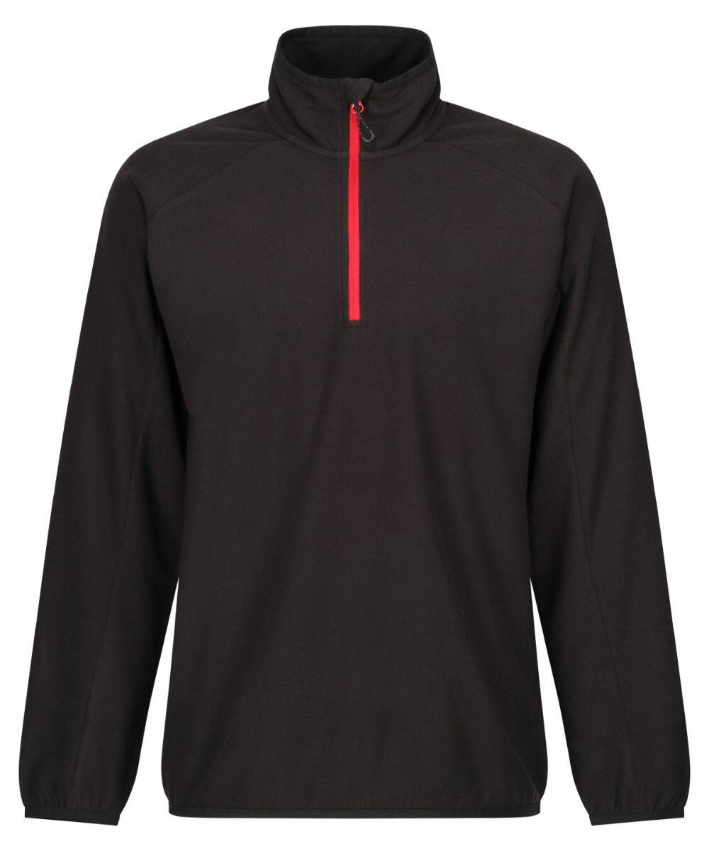 Regatta Professional's RG582 is a black pullover jacket featuring a high collar and a red zipper down the front.