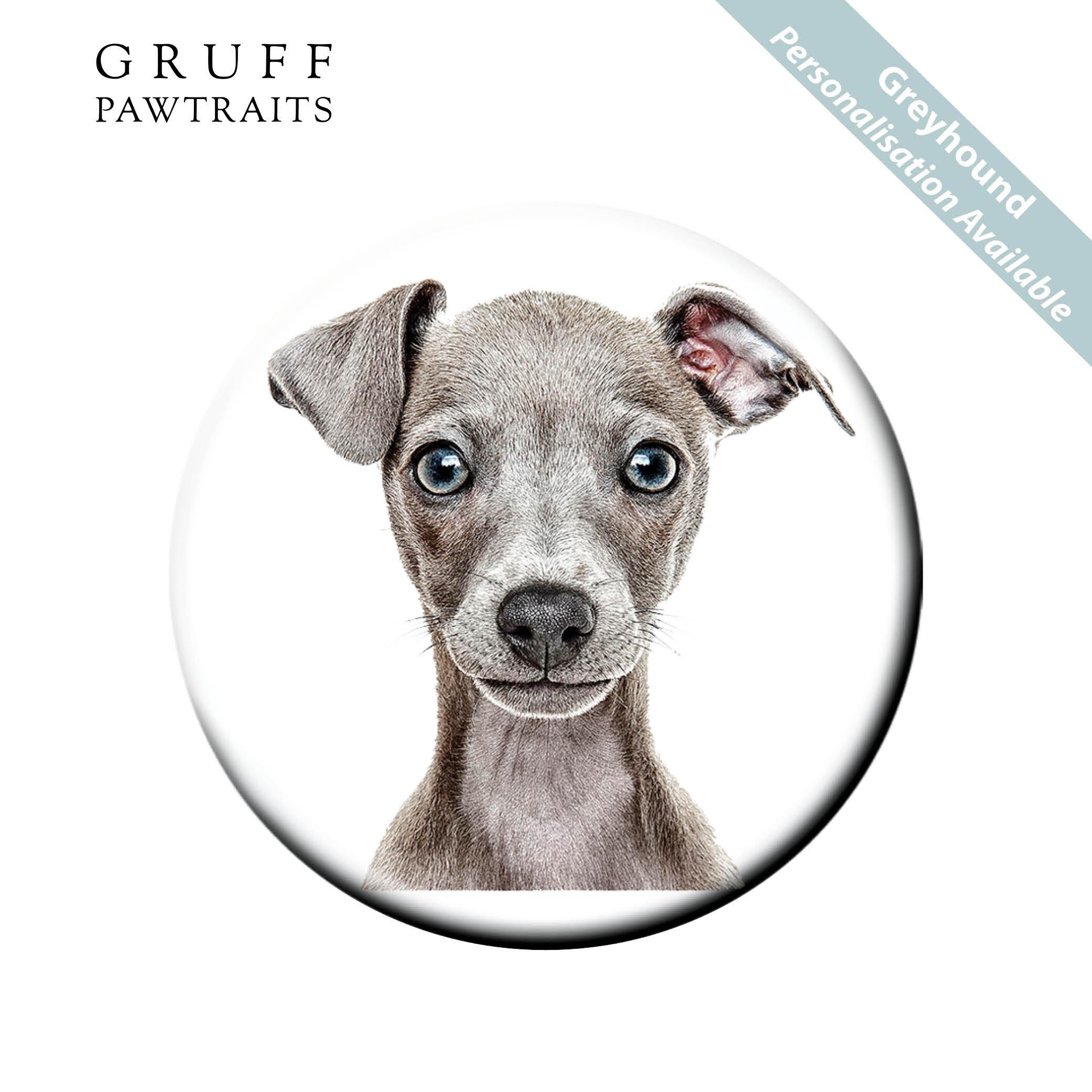 Fridge Magnet Gifts | Stunning Greyhound Dog Fridge Magnets by Gruff Pawtraits. Personalise Option