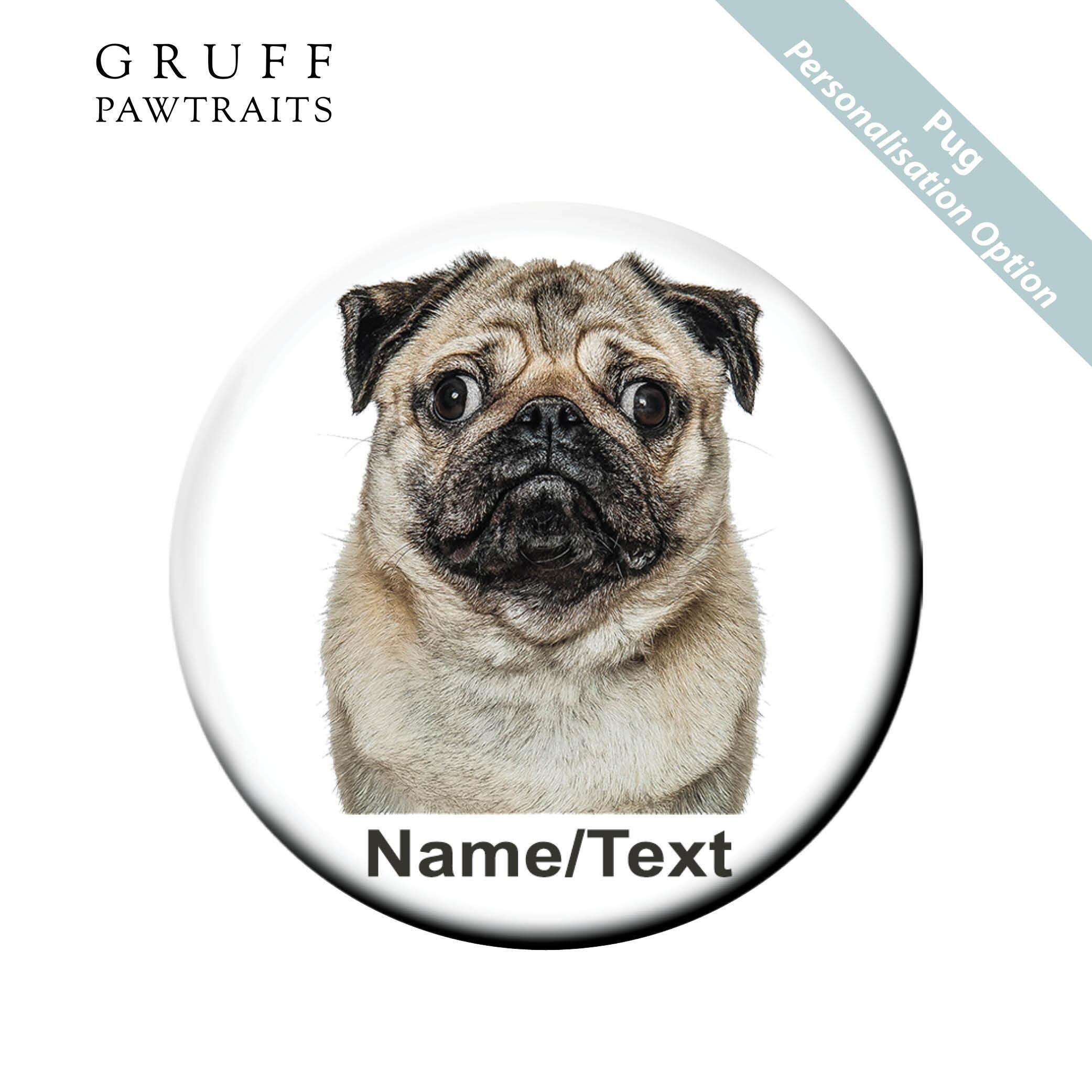 Bulk Dog Fridge Magnet Gifts | Personalised Pug Dog Fridge Magnets - Gruff Pawtraits. Trade Prices