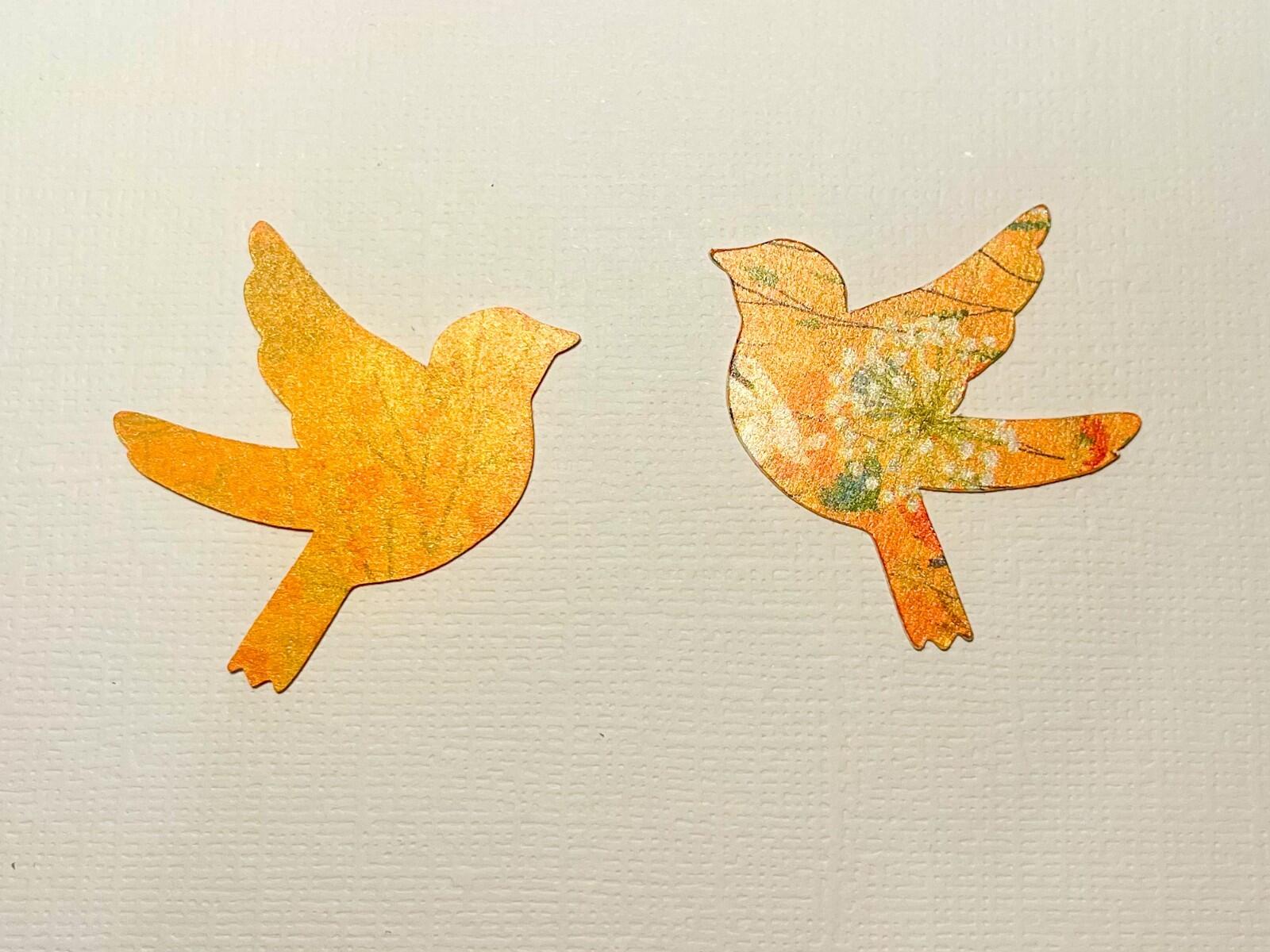 Orange Floral Bird Embellishments 1