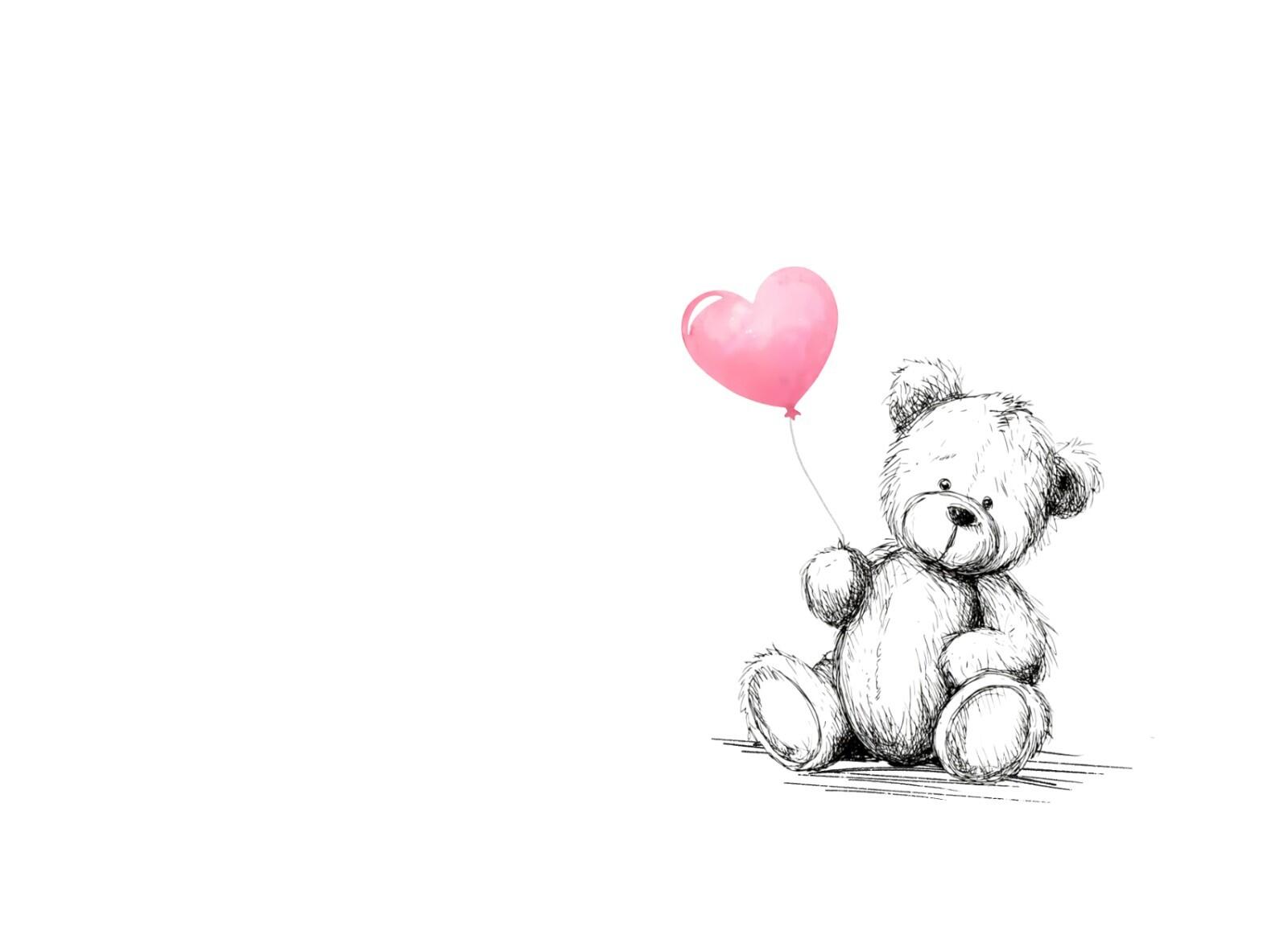 The image of the bear holding a pink balloon