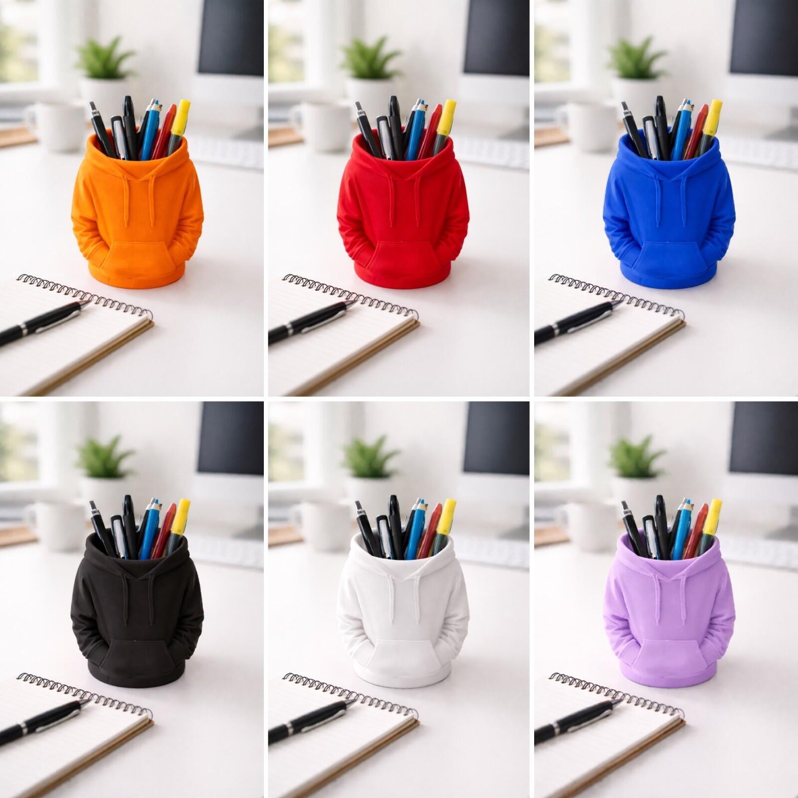 Image of the pen hoodie style pen pot in various colours
