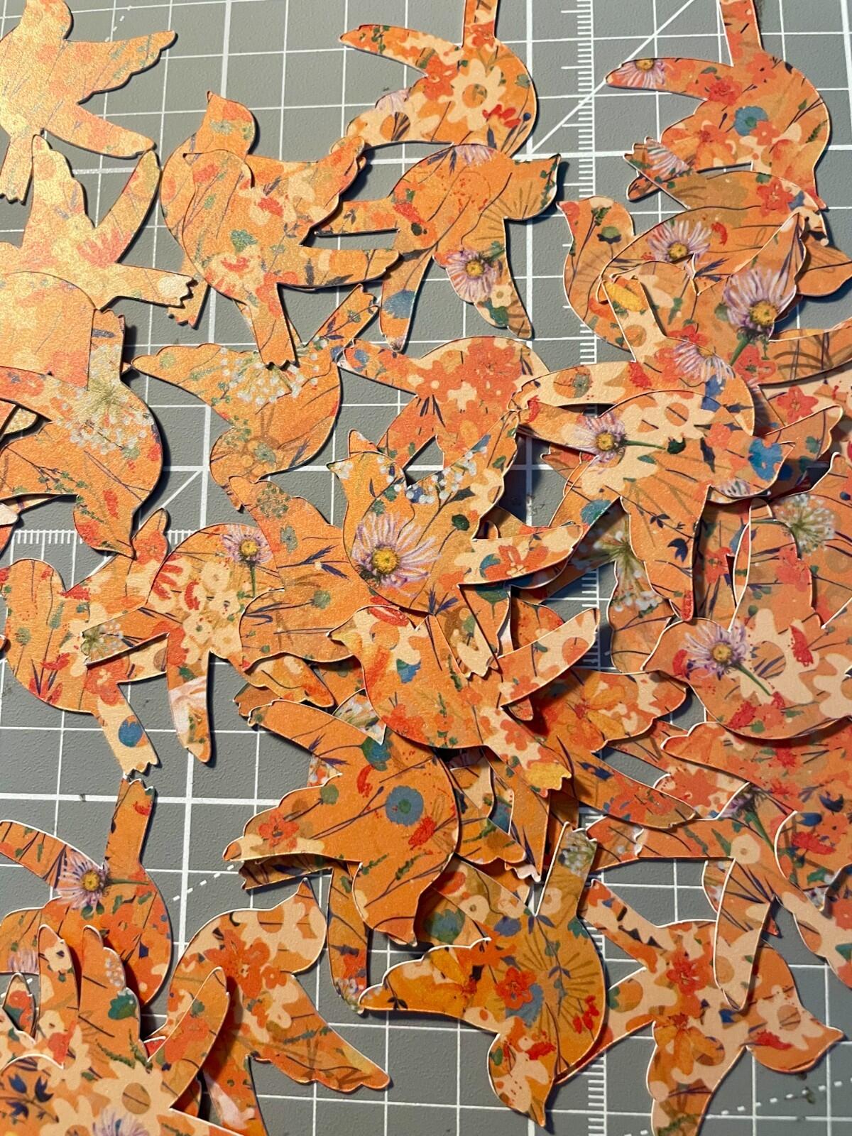 Orange Floral Bird Embellishments 2