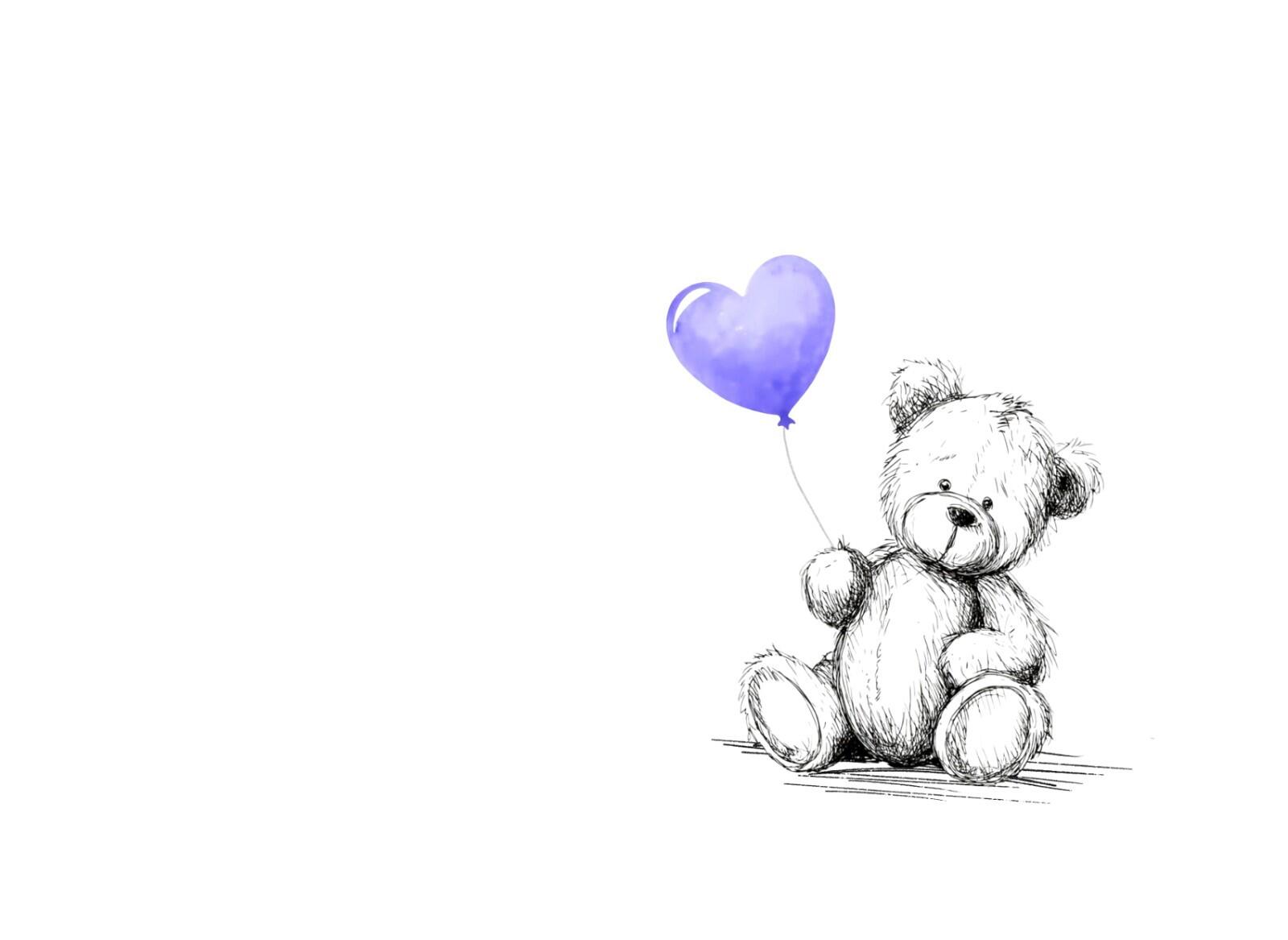The image of the bear holding a purple balloon
